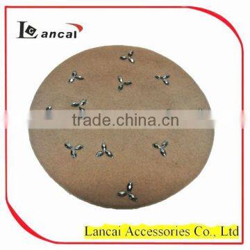 2015 Fashional Ladies' Felt Wool Baret With Stone