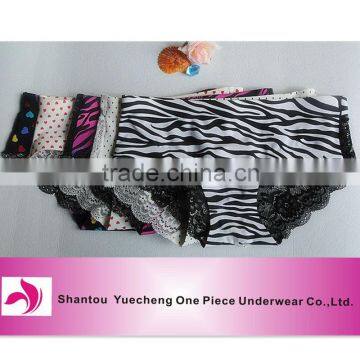 fashion zebra print mature sexy fancy transparent lace ladies panty