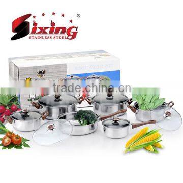 12pcs Stainless Steel Home Inox Pot Set With Glass Lid