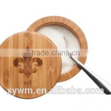 Kitchen Cylinder Gift Bamboo Wooden Round Salt Box