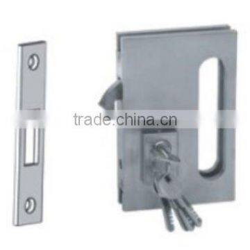 Frameless sliding glass door lock