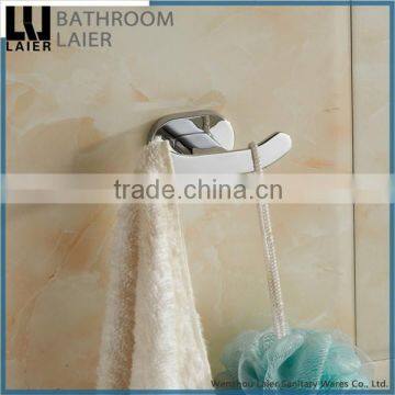 Simple Printing Lines Zinc Alloy Chrome Finishing Bathroom Sanitary Items Wall Mounted Double Robe Hook photo-2