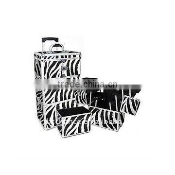 Professional Zebra Rolling Cosmetic Case