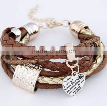 Leather bracelet peach heart pendant fashion bracelet