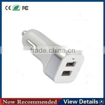 2015 New Design Dual Usb Car Charger Portable 12v Battery Charger Aluminum Alloy Mobile Charger