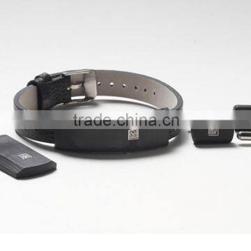 Custom fashion carbon fiber jewelry set leather bracelet cufflink & pendant