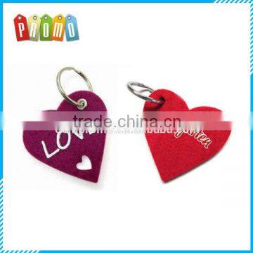 Promotional cheap heart shape natural wool felt Keychain