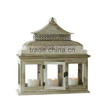 House Design Wood Hurricane Candle Lantern photo-2