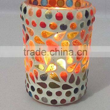 Hurrycane Candle Holder, Mosaic Votive Centerpiece,MOSAIC GLASS CANDLE VOTIVE/ DESIGNER HANDMADE GLASS /HOME DECOR/SET OF 3