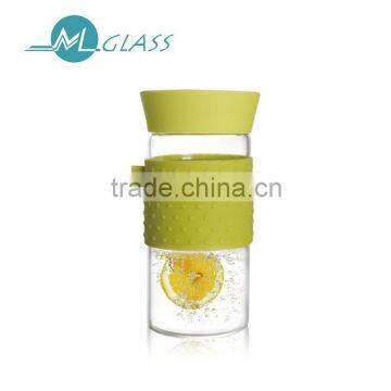 Patented Design borosilicate glass cup with Silicone Case JA444