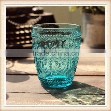 coloured embossed drinking glass tumbler