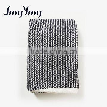 New Product Jacquard Crochet and Poly-sherpa Double Fabric Stitched Blanket for Multiple Use