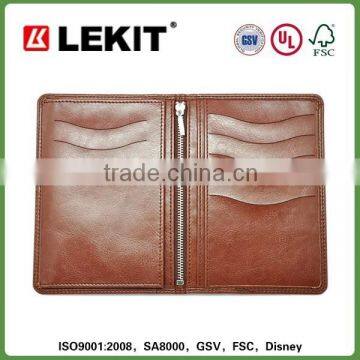 leather pass holder with coin pouch and zipper