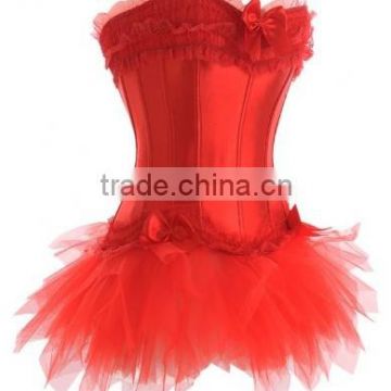 Wholesale Sexy Red Satin Corset With Tutu