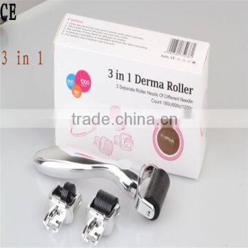 3 in 1 Skin derma roller micro needle system hair loss treatment derma roller skin micro needle system