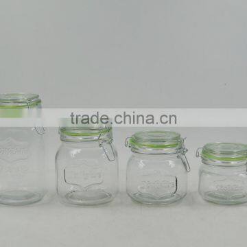 2016 New Food Storage Airtight Container/Jar/ Box/Canister with Metal Clip glass jar set