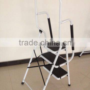 3 step steel ladder with white color