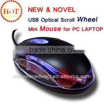USB LED MOUSE Optical Wired Scroll Wheel Mini Mouse Mice For PC Laptop Desktop - black