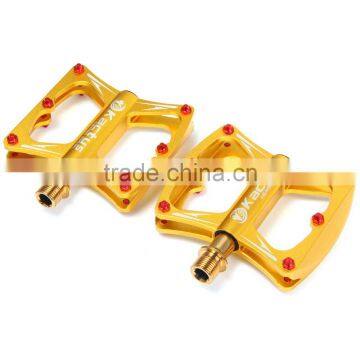 2Pcs Kactus KTPD - 09 Bike MTB Flat Pedals Gold-plating Titanium Spindle CNC 3 Bearings Footrest Ultralight Non-slip Bike Pedals photo-3