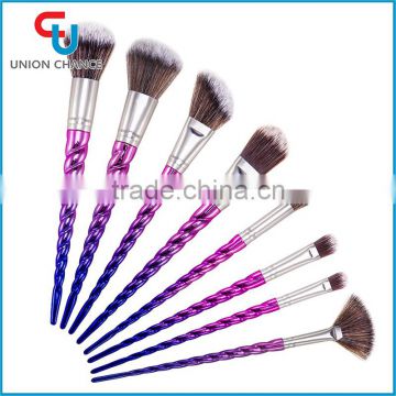 Alibaba 2017 New Style 8Pcs Unicorn Makeup Brushes Set With Colorful Shinny Handle