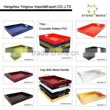 Coloful Leather Serving Tray With Two Handles, 35.5*48.3*5cm