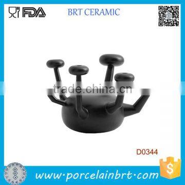 Black Grotesque Cap Shape Ceramic Candle Holder