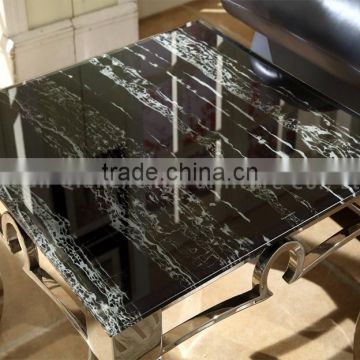 Stainless Steel Support Mirrored Marble Side Table photo-3
