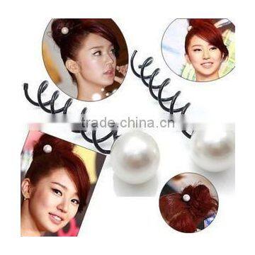 Personalized Hairpin Black Hair Stick Vintage Pearl Spiral Hairpin photo-3