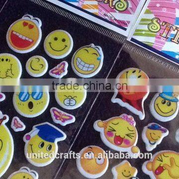 EMOJI SMILEY FACE Childrens Puffy PVC Stickers 12 Packs 3 Different 4 Of Each photo-3