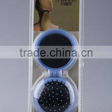 Round Folding Comb/Foldable Hair Brush With Mirror photo-2