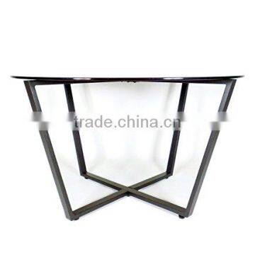 Made in China Metal Type Living Room Furniture Round Shape Glass Top Table With Folding Metal Frames photo-2