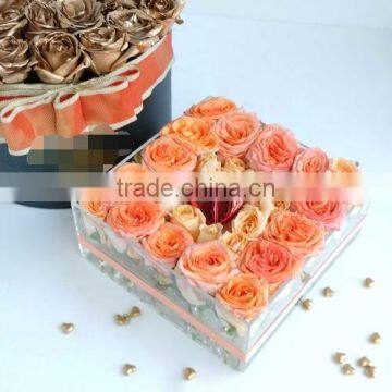 Wholesale Acrylic 25 Flower Packaging Box Clear Rose Flower Box for Gift photo-2