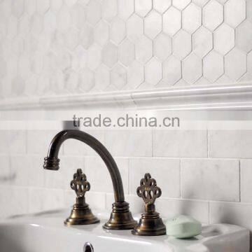 MM-CV256 Hot Product Indoor Design Natural White Hexagon Marble and Stone Mosaics Tiles photo-3