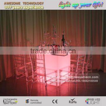 LED Flashing Dining Table Colour Changing Tempered Glass Table Lighted Square Dining Tables photo-2