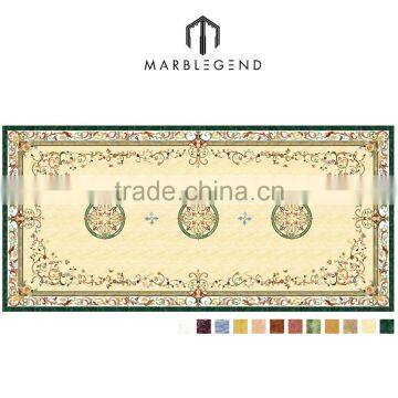 Square beige stone marble waterjet medallion pattern