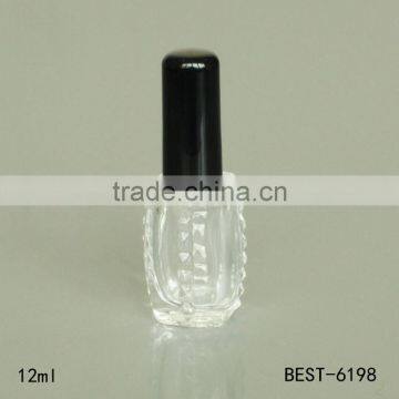 12 ml unique empty nail polish bottle glass with cap and brush