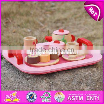 2017 New Design Pretend Play Toys Girls Pink Wooden Tea Set Toy W10B181 photo-6