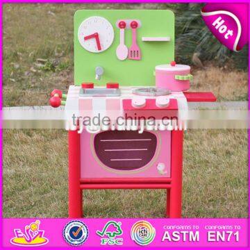 2017 New Design Mini Pink Wooden Girls Play Kitchen W10C269 photo-2