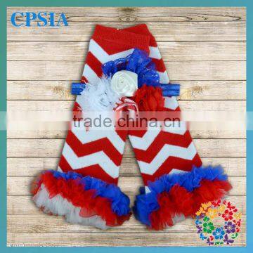 4th of july Baby leg warmers Red wihte chevron with multicolor ruffled leg warmer set Patriotic kids keg warnmers