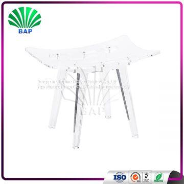 Transparent Crystal Living Room Stool Acrylic Piano Stool Luxury Glass 4 Legs Ottomans photo-3