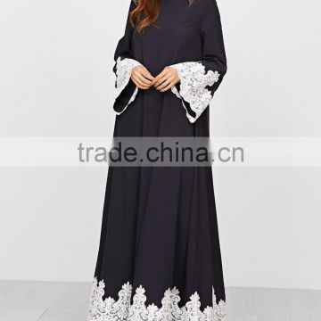 Women's Abaya dress Embroidered Lace Trim Tent Dress abaya