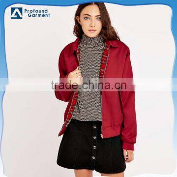 Urban Renewal Surplus Burgundy Harrington Vintage Winter Women Jacket 2017