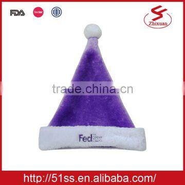 OEM wholesale plush purple santa hat for christmas