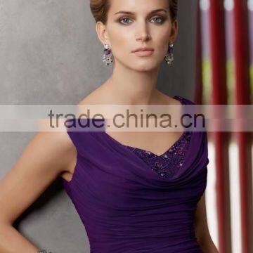 2 Pieces Purple Deep v Neck Beaded Knee Length Mother of the Bride Short Dress photo-3