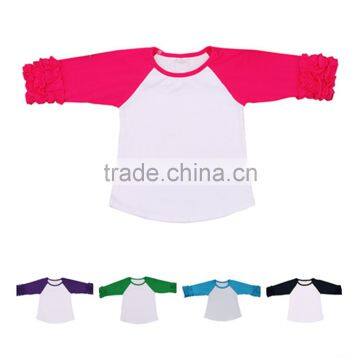 Wholesale Children Wear Icing Ruffle Raglan Shirt Baseball Shirt Long Sleeve Children's Boutique Clothing photo-2