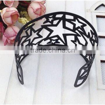 Personality High Quality Iron Stars Hollow Black Bangle Jewelry Manufacture photo-6