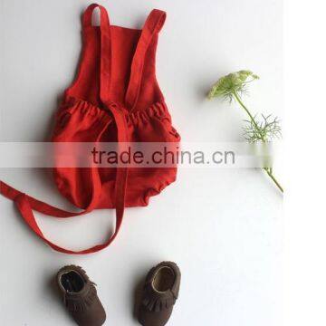 Baby Girl Infant Summer Fashion Clothes Cotton Ruffle Red Romper Design photo-3