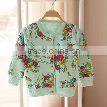 Baby Girl Flower Full Print Sweater Cardigan photo-2