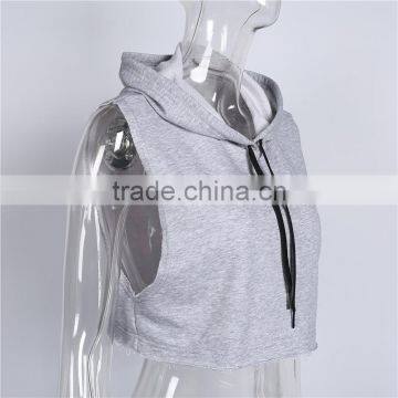 Summer Crop Women Running Hooded Sports Vest Burrs Gym Fitness Femme Crop Tank Tops Bodybuilding Fitness Sleeveless Hoodies photo-5
