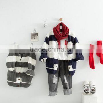 2-8 years Wholesale 2017 New Fashion Winter Girls Knitted Sweater Long Sleeve Cotton Girls Coat